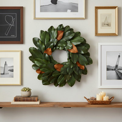 Trinity 20" Real Preserved Magnolia Leaf Wreath