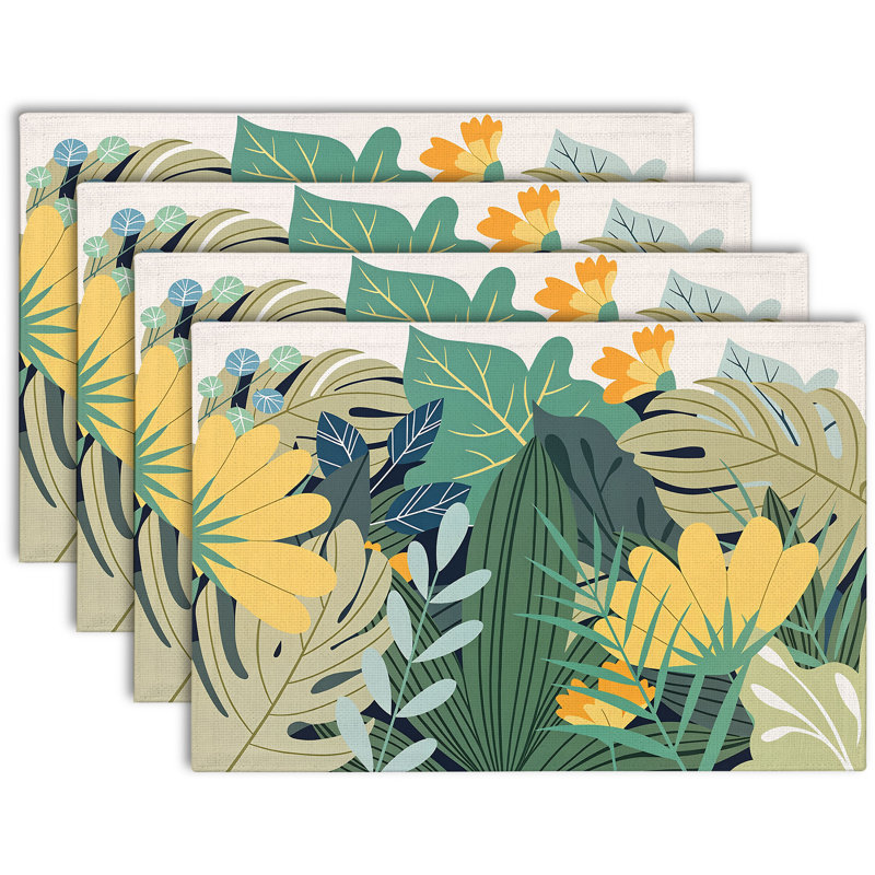 4-Piece Polyester Rectangle Dining Table Placemat