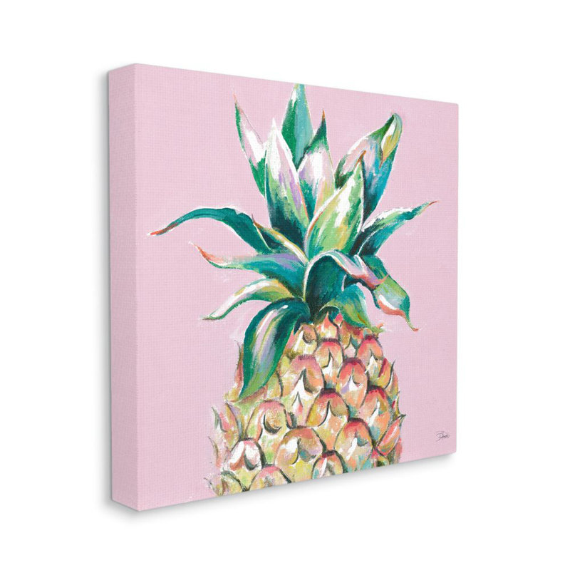 Reproduction d'une culture d'ananas de couleur rose par Patricia Pinto - impression d'art graphique, Toile tendue