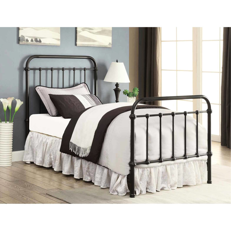 Lit simple en métal bronze foncé - Panneau de chambre élégant au choix classique