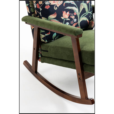Chaise berçante d'appoint Mid-Century moderne avec structure en bois, salon rembourré confortable et fauteuil de lecture