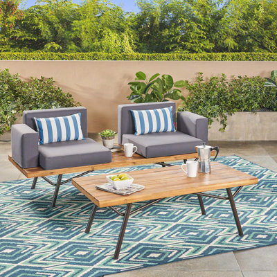 Causeuse d'extérieur industrielle avec table basse