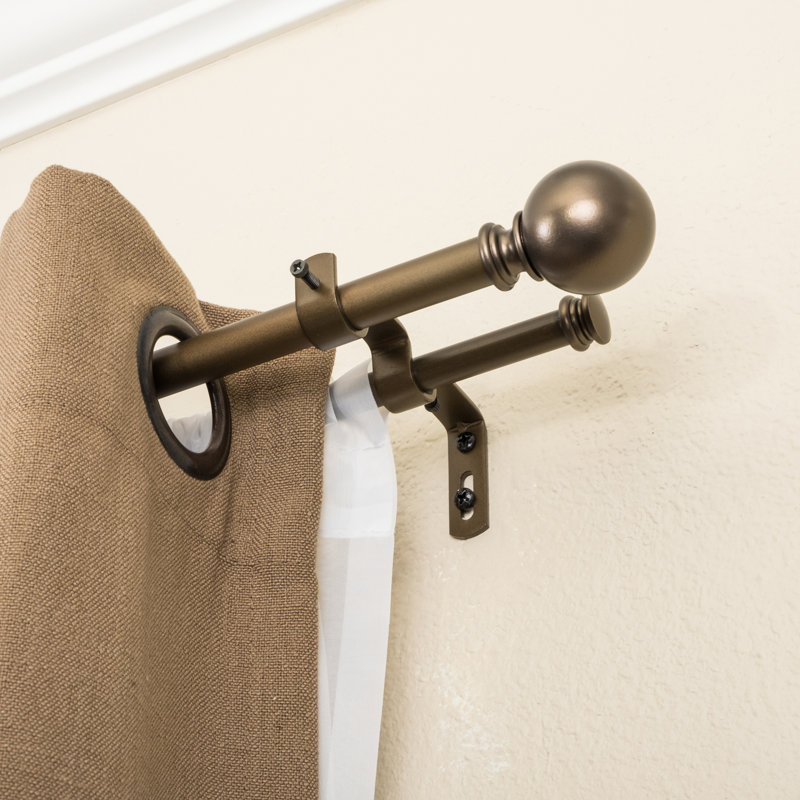 Tringle à rideaux double Aari, Bronze foncé, 26" - 48"