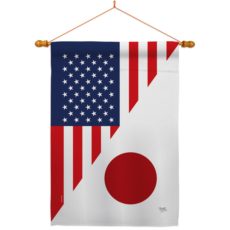Goujons décoratifs à 2 faces 40 x 40 de style american japan friendship-impressions ensemble de drapeaux en polyester