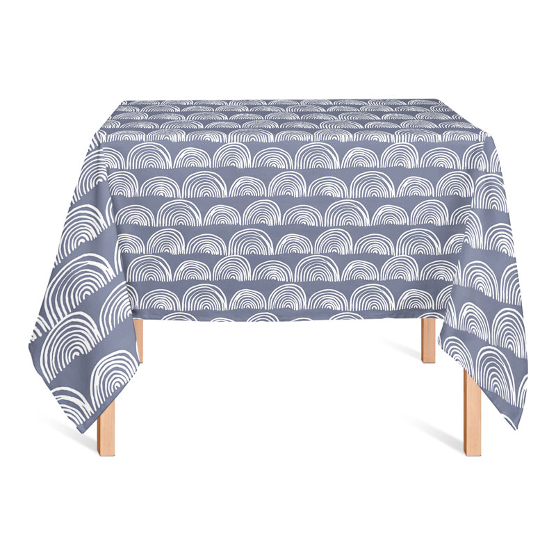 Half Circle Pattern Green 2 Tablecloth, Blue