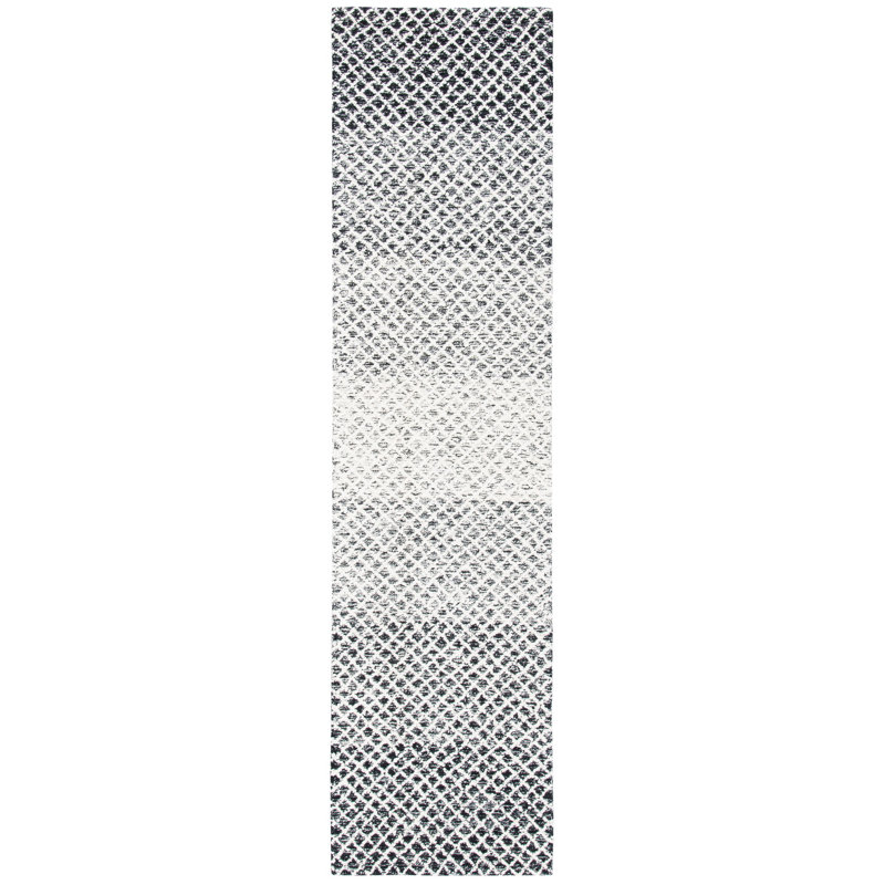 Tapis géométrique en laine et coton touffeté à la main Micro-Loop, Tapis de couloir 2 pi 3 po x 9 pi