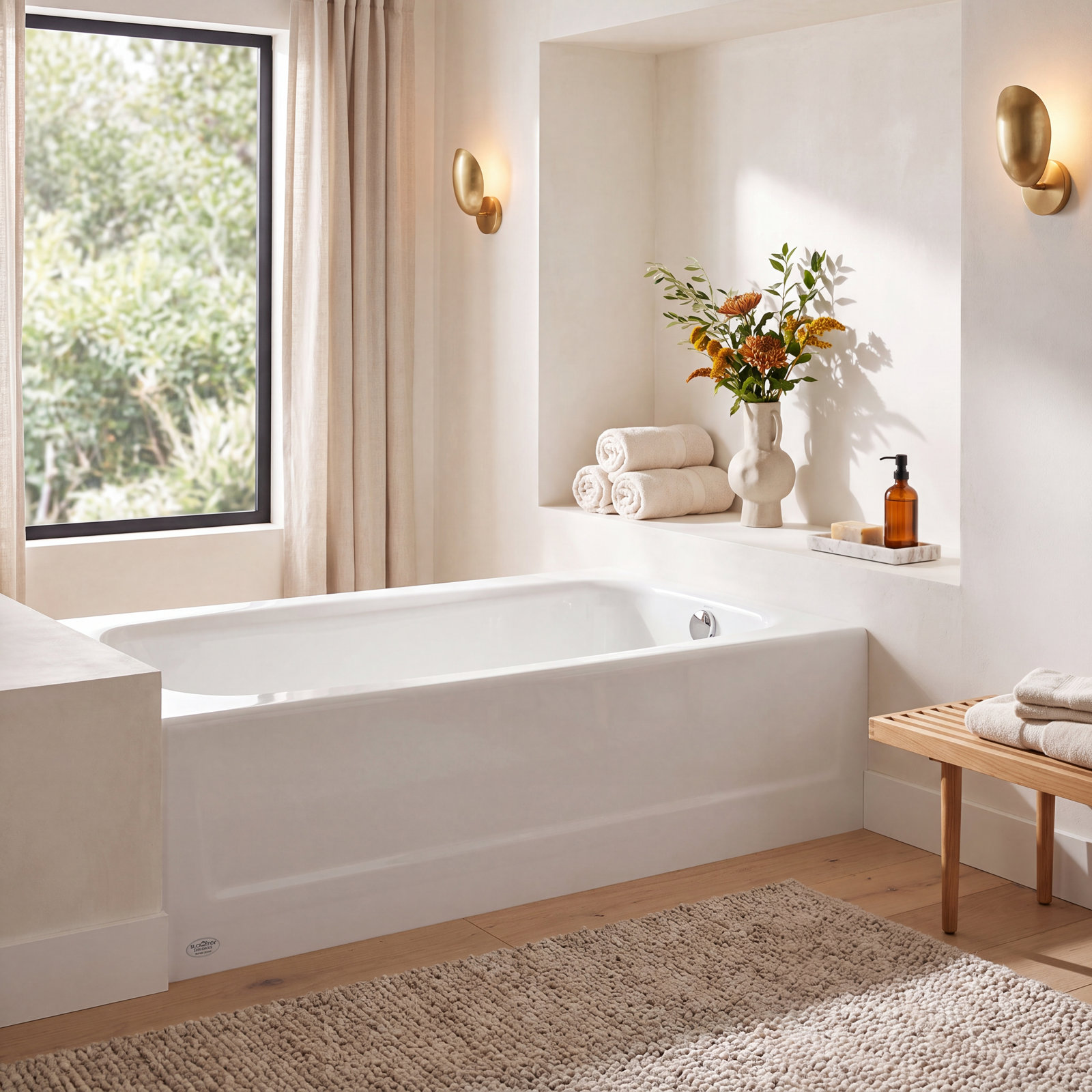 Cambridge 60" Alcove Soaking Bathtub, Right, White