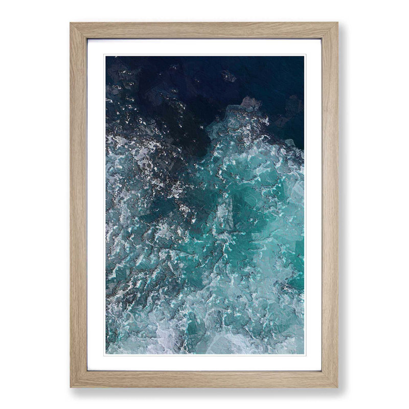 Marbled Waters - Picture Frame Painting Print, Oak Framed, 36cm H x 27cm W x 2cm D