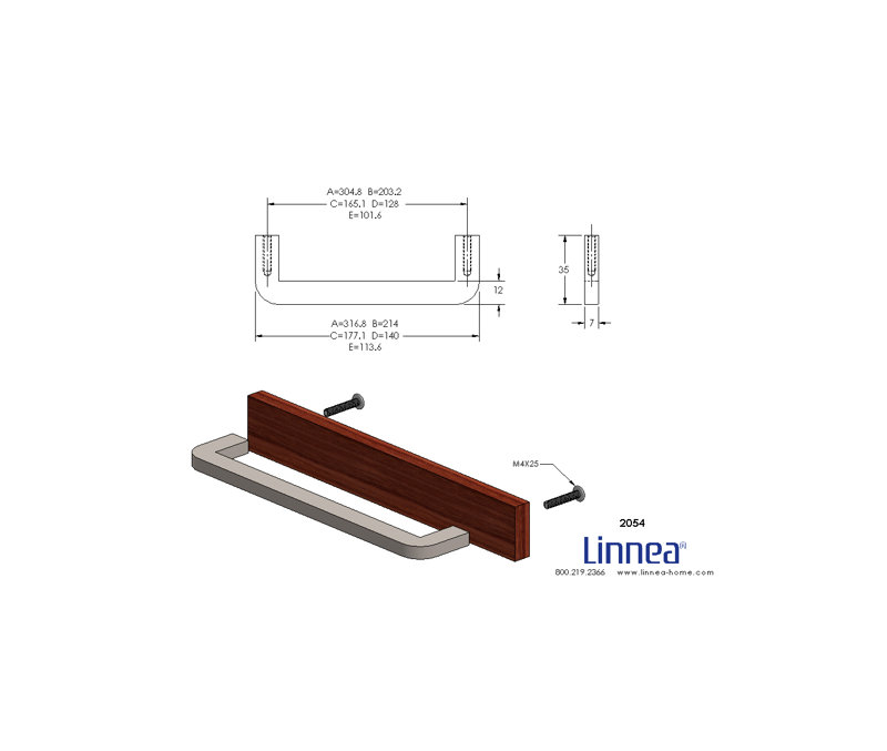 Rectangular Cabinet Pull, Satin Stainless Steel, 4"