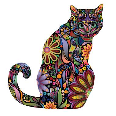 My Wonderful Walls Sitting Cat Right Facing Sticker Wall Decal; Small