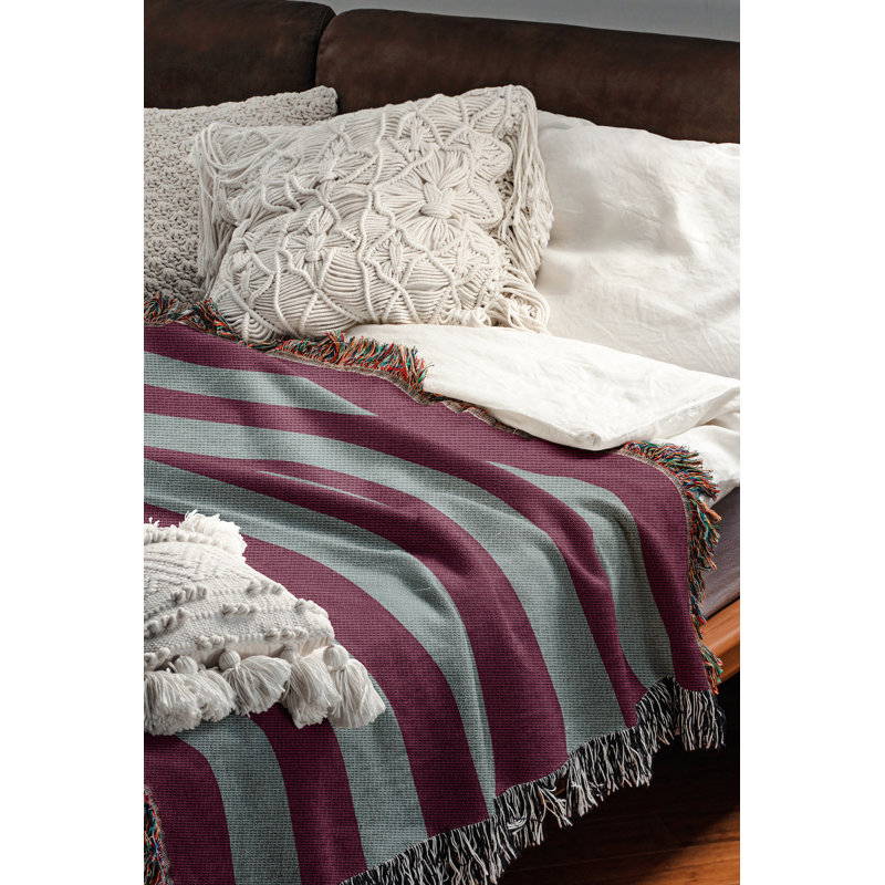 Jeté en mélange de coton Lynch, Prune estompée / bleu grisâtre, L 80 po x l 60 po