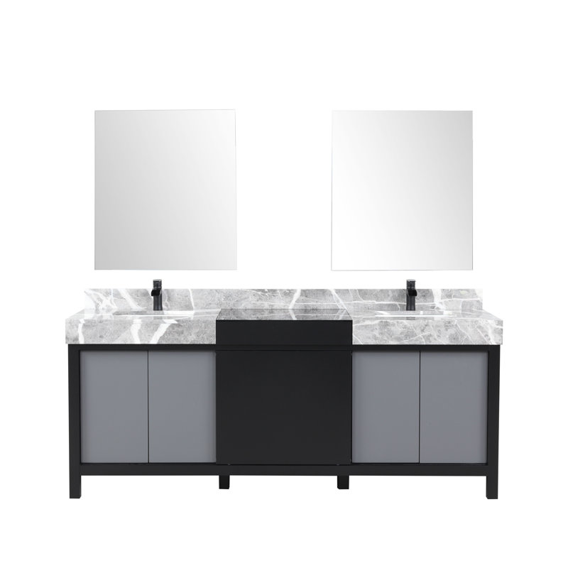 Ensemble complet de meuble-lavabo 80 po Lexora Zilara avec robinet noir et gris