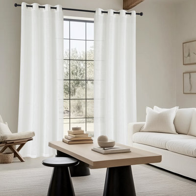 Draycott Polyester Semi-sheer Outdoor Curtain Pair(Set of 2)