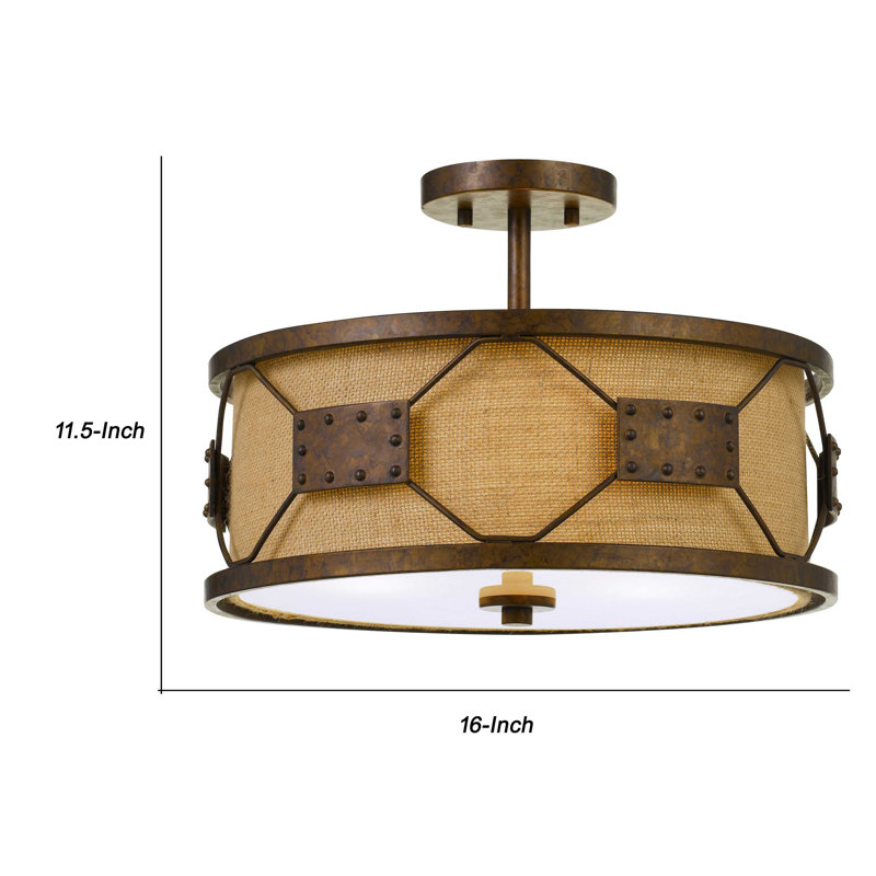 Plafonnier semi-encastré tambour 3 lumières unique Eckert