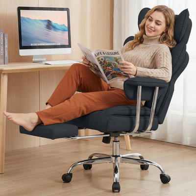 Ergonomic Executive Chair with Headrest, Padded Armrest and Footrest