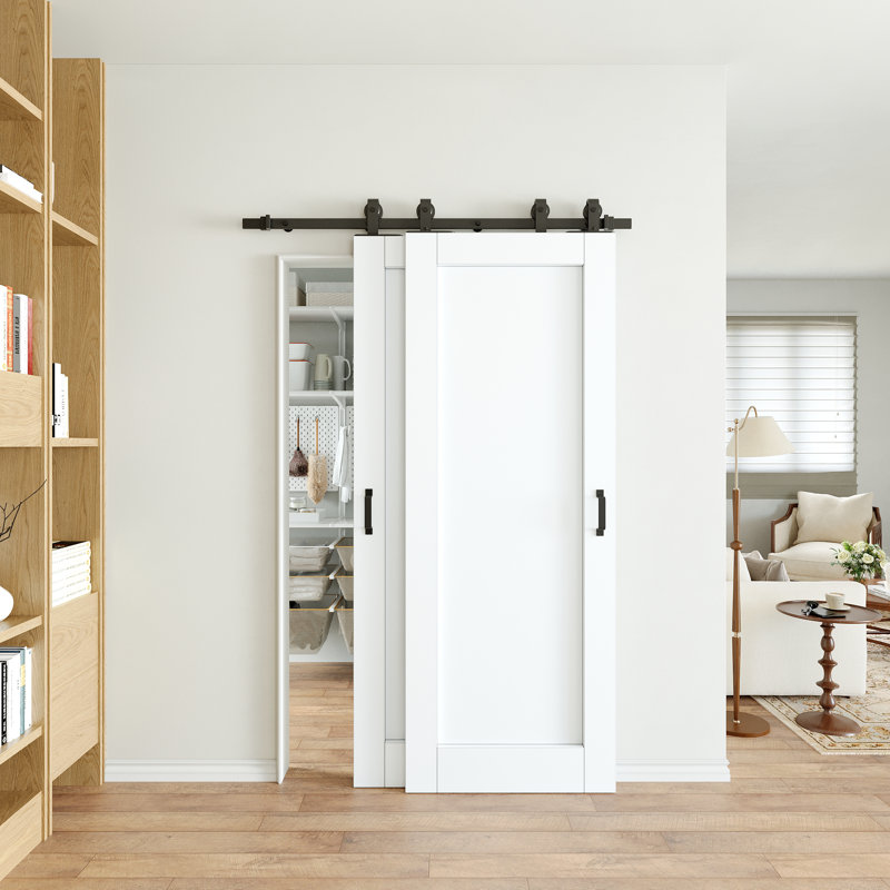 Porte de grange coulissante 48 * 80 - Blanc, 48 po x 80 po