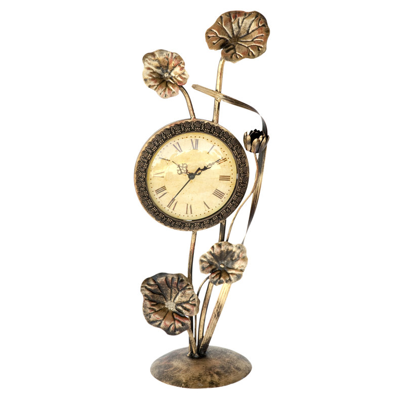 Energicus Roman Numeral Stainless Steel Electric Tabletop Clock in Bronze