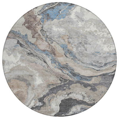 Machine Washable Indoor/Outdoor Xhevrie Taupe Rug