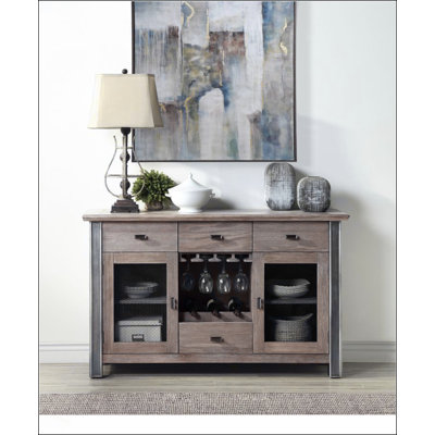 Nathaniel Maple Server with Ample Storage and Elegant Design, Perfect for Organizing and Displaying in Any Home.