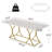 71 Inch Rectangular Dining , Modern White Kitchen Table Dining Room Table, Rectangle White Dinner Table With Gold Metel Frame.