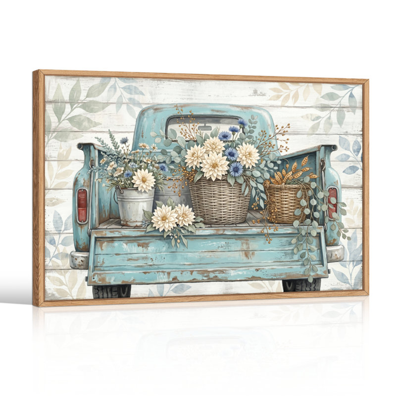 Ensemble de 1 tableau mural rustique à motif floral sur toile, 36"H x 48"W, Naturel