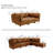 124" Caramel Foil Fabric Sectional Sofa Couch