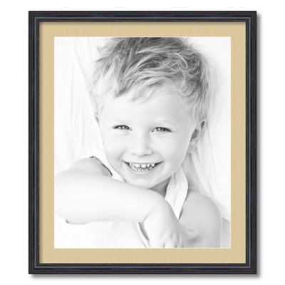 Black Wood Matte Picture Frame with Mat