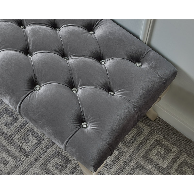 Garza Polyester Blend Upholstered Bench, Gray