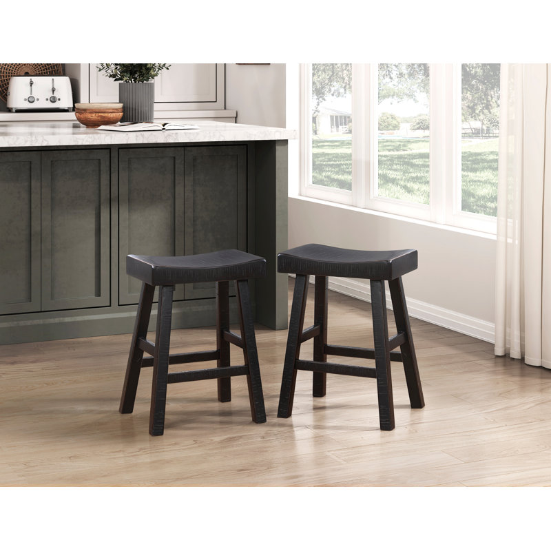Transitional Design Counter Height Stools Set of 2pcs, Black, Counter Stool (25” Seat Height)