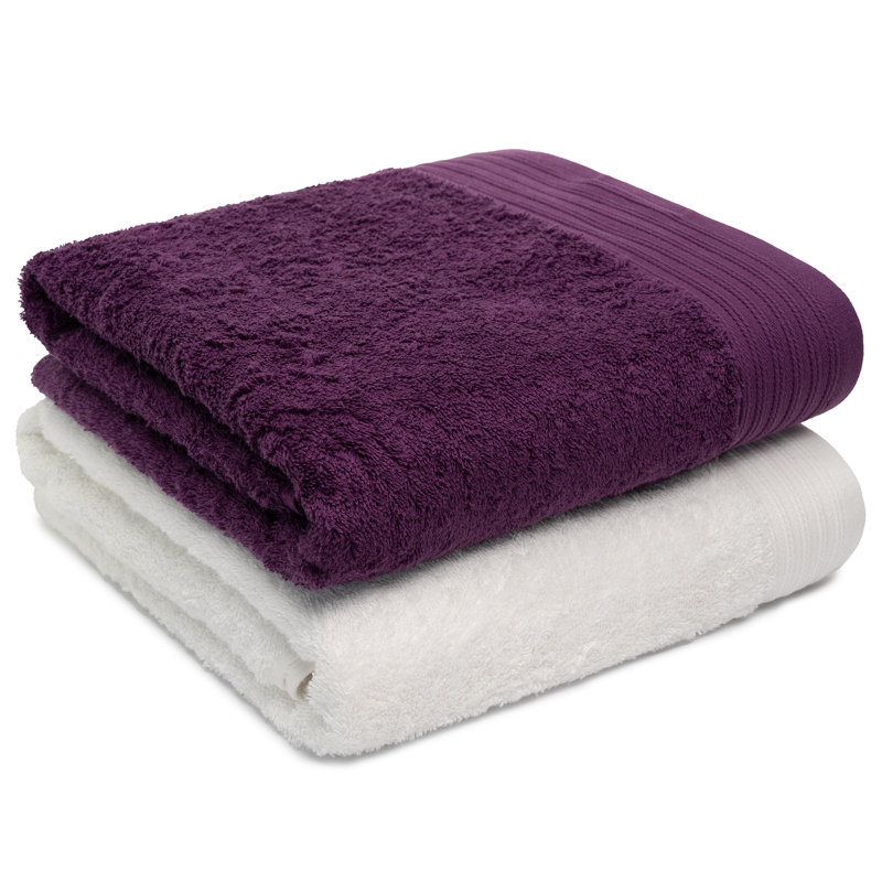 Lorena Midweight Bath Sheet, Plum/White