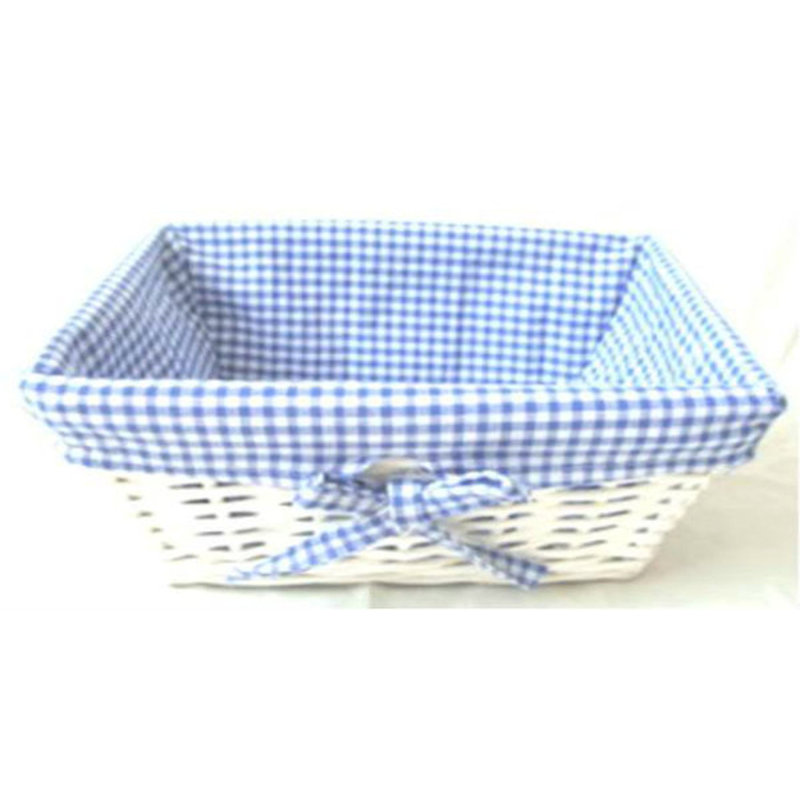 Panier en osier et canevas, Bleu, H 5 po x l 12 po x P 9 po