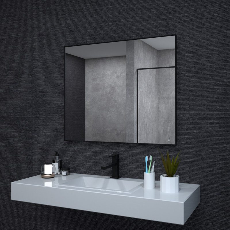 1.3" Thick Rectangle Metal Framed Bathroom Vanity Mirror, Decorative Mirror Wall Mirror with Tempered Glass, 30" x 36"