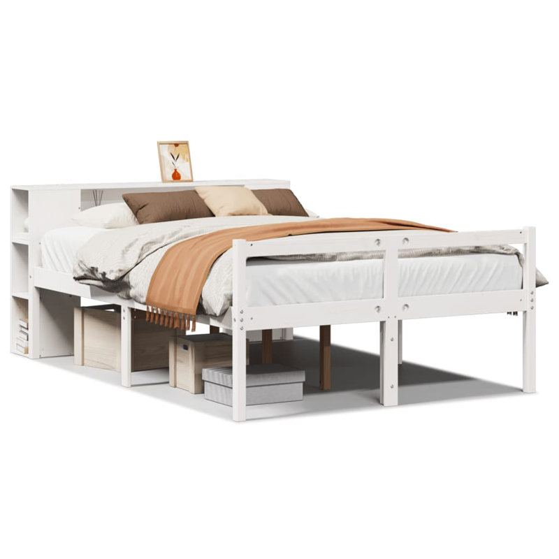 Solid Wood Bed, Small Double (4'), White