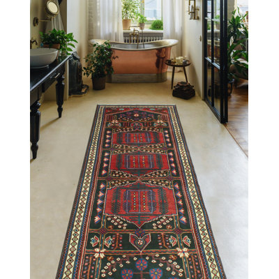 Aundrae One-of-a-Kind 3'6" X 9'11" 1980s Runner Wool Area Rug