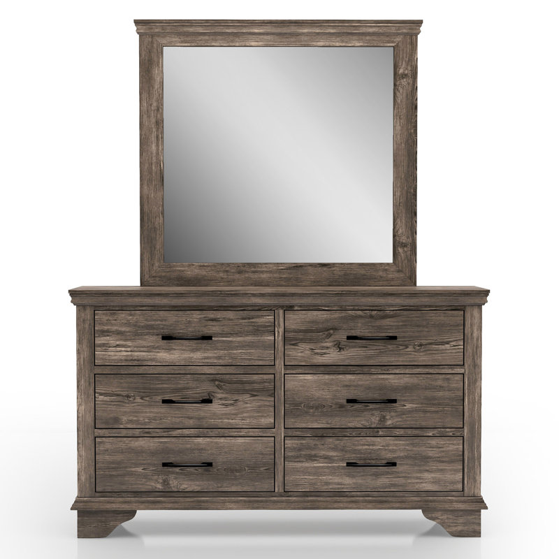 Commode double 6 tiroirs avec miroir en bois massif l 60 po Waldenburg