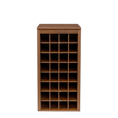 32 Wine Buffet In Modular Brown Walnut - Space Saving Option Cabinet For 32 Bottles Finish