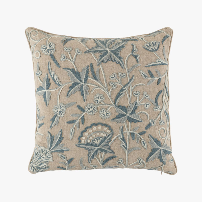 Coastal Breeze Azure Bloom Pillow Cover & Insert, Square