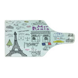 Ambesonne Hipster Tempered Glass Cutting Board Eiffel Tower Beret Taxi Multicolor