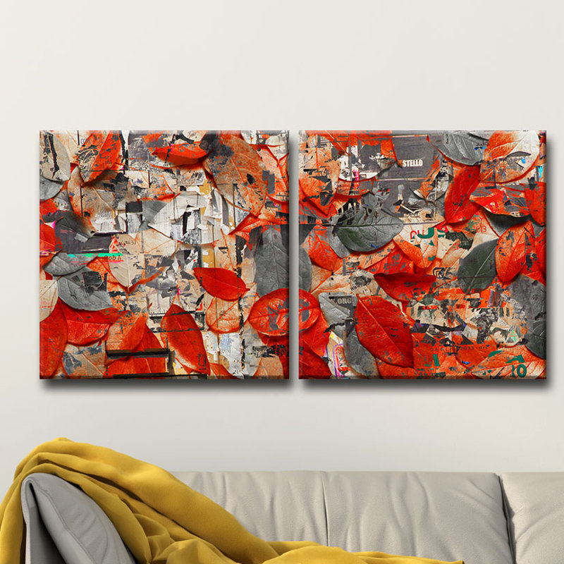 « automne ink xxiv », ensemble de 2 reproductions d’art sur toiles tendues, H 16 po x l 16 po x P 1,5 po