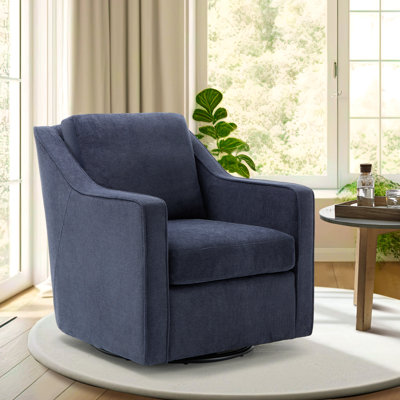 Charitini Big & Tall Removable Wide Swivel Accent Chair, Full Back Upholstered Fabric Lounge Chair, 360° Rotation, Modern Living Room Accent Chair