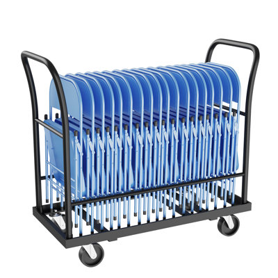 40" Folding Chair Cart & Storage Rack on Wheels, Heavy Duty Folding Chair Holder for 12+ Chairs, 300 lb Capacity Metal Dolly with 4 Lockable Casters for Office, Events & Conference Room
