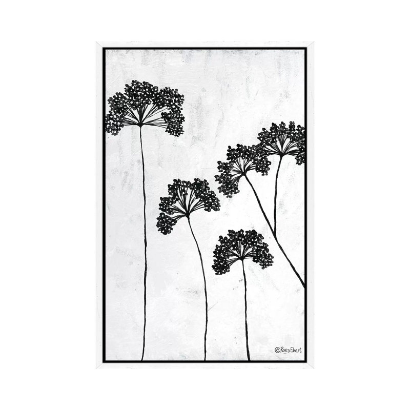 Queen Anne's Lace II by Roey Ebert - Drawing on Canvas, White Framed, 101.6cm H x 66.04cm W x 3.81cm D