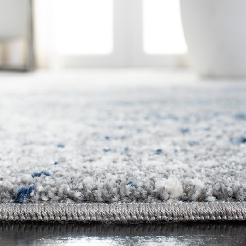 Tapis gris/bleu zone abstraite Musa, Rond 6 pi 7 po
