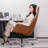 Adjustable Genuine Leather + Faux Leather + Aluminium Alloy Office Chair-108647380