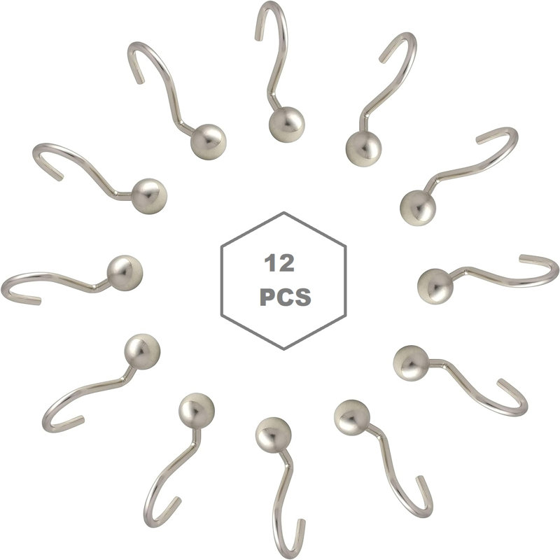 Crochets de rideau de douche ball, Nickel