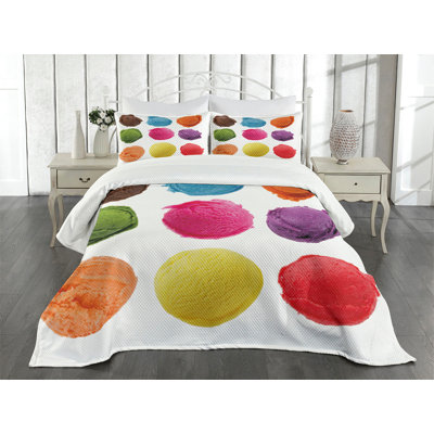 Ambesonne Ice Cream Bedspread Set Yummy Summer Dessert Art Multicolor