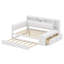 Lit de jour double avec lit gigogne et rangement, lit de jour en L en bois avec tête de lit tapissier, banc, 2 tiroirs, bibliothèque-2147473682