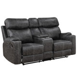 Lathyn Motion Loveseat with Console in Dark Grey