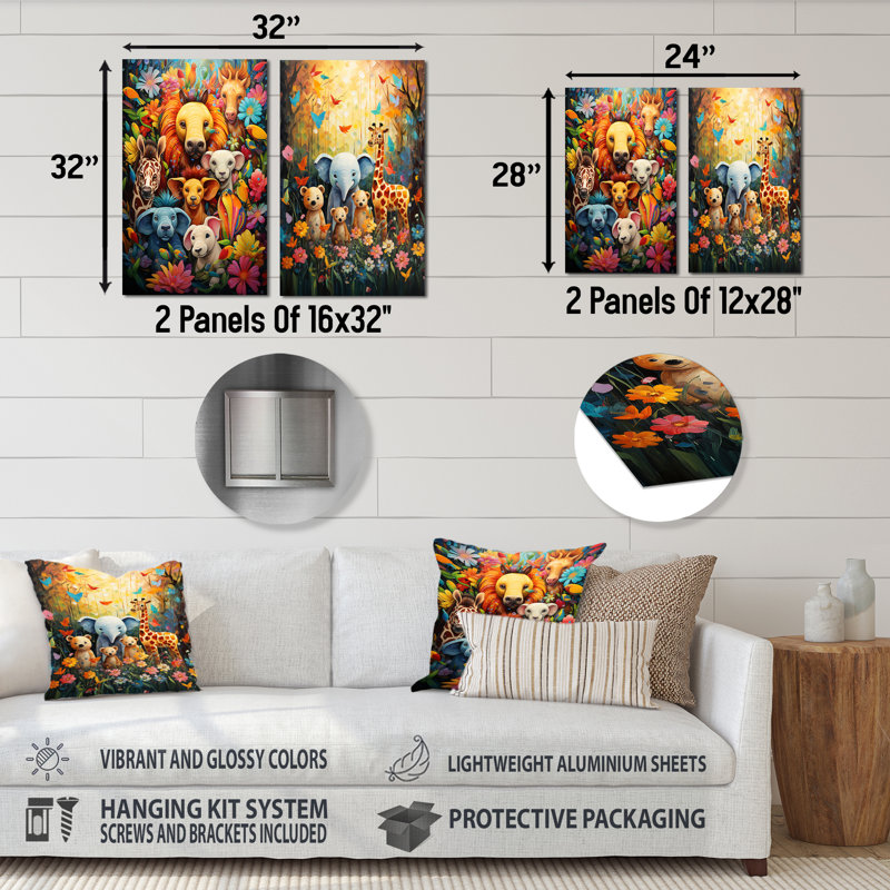 Ensemble de 2 reproductions d'art mural en métal pour chambre de bébé, H 28 po x l 24 po