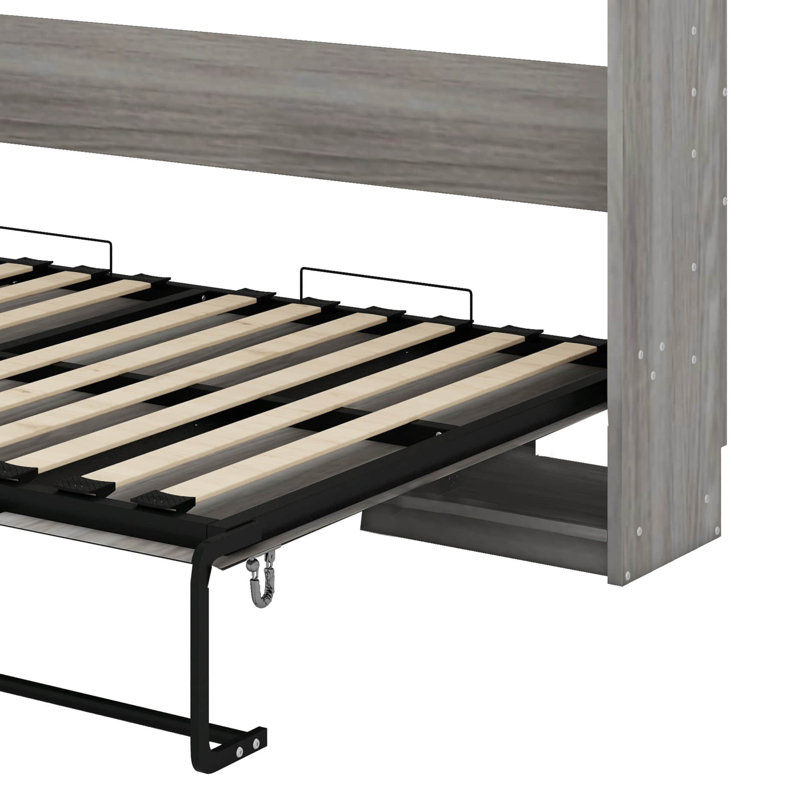 Lit escamotable double pleine grandeur, style campagnard rustique